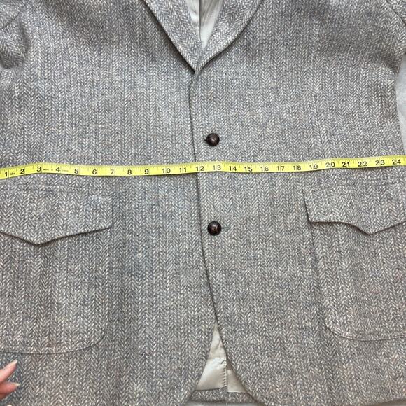 Vtg Pendleton Western Blazer Mens 50 Tall Gray Wool Tweed Suede Elbow Patches - Picture 8 of 16